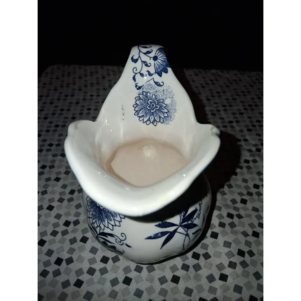 Enesco Blue Onion Small Creamer Pitcher Blue White Ceramic